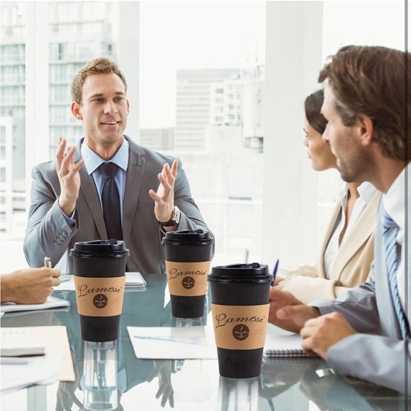 16OZ 50 Pack Coffee Cups, 16 Ounce To Go Cups with Lids, Stir Sticks and Sleeve - Picture 6 of 7